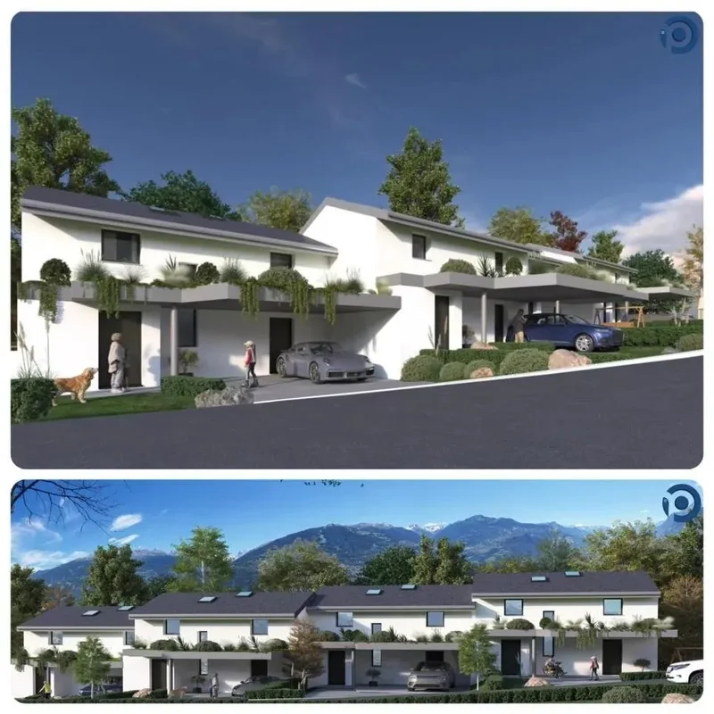 Semi-detached villas, new, Conthey, idyllic setting, 4.5 rooms, 5.5 rooms, lawns, terraces, sun, vin