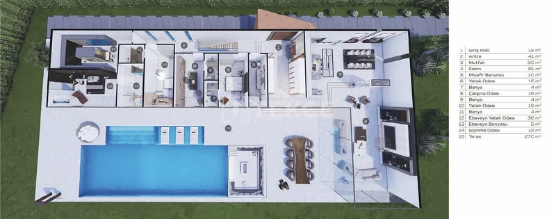 Detached Villa with Pool on a Large Plot in İzmir Urla