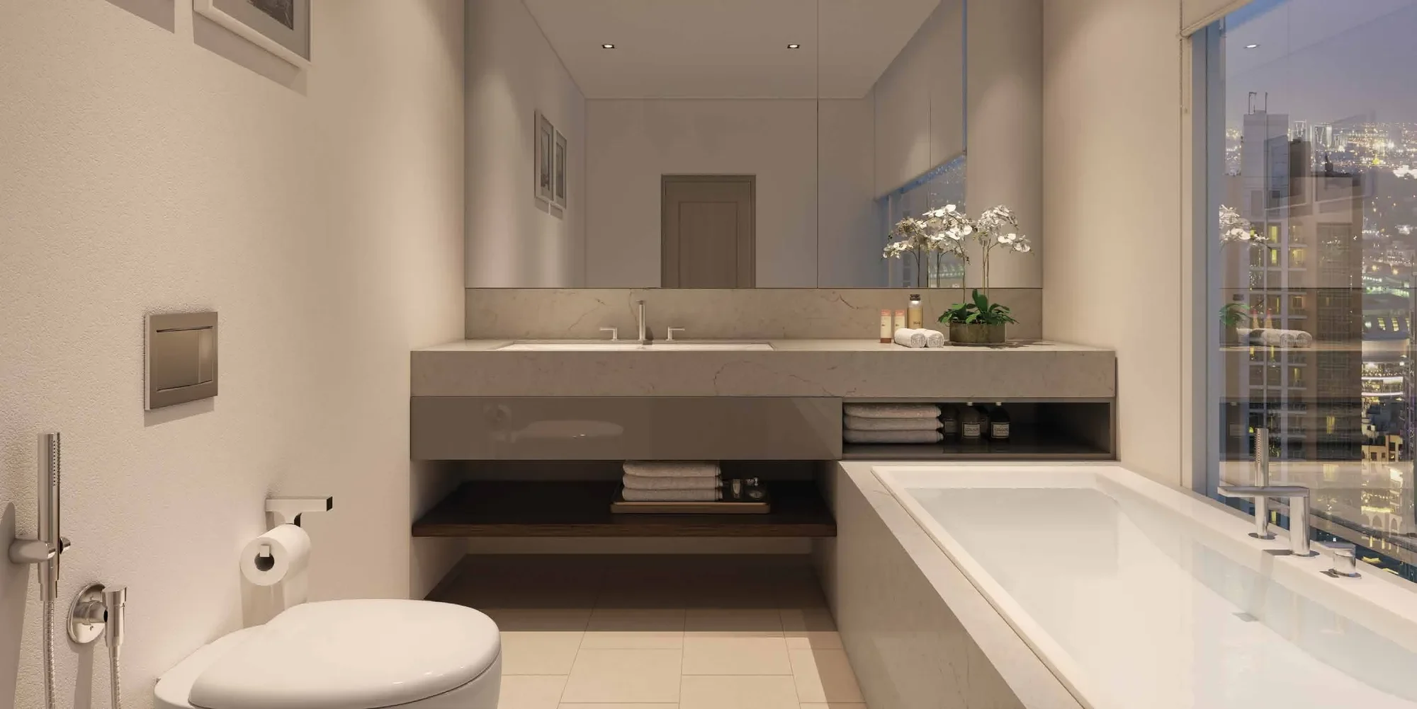 The two-tower complex is comprised of 1, 2 & 3 premium apts. inspired by the iconic Dubai Fountain.