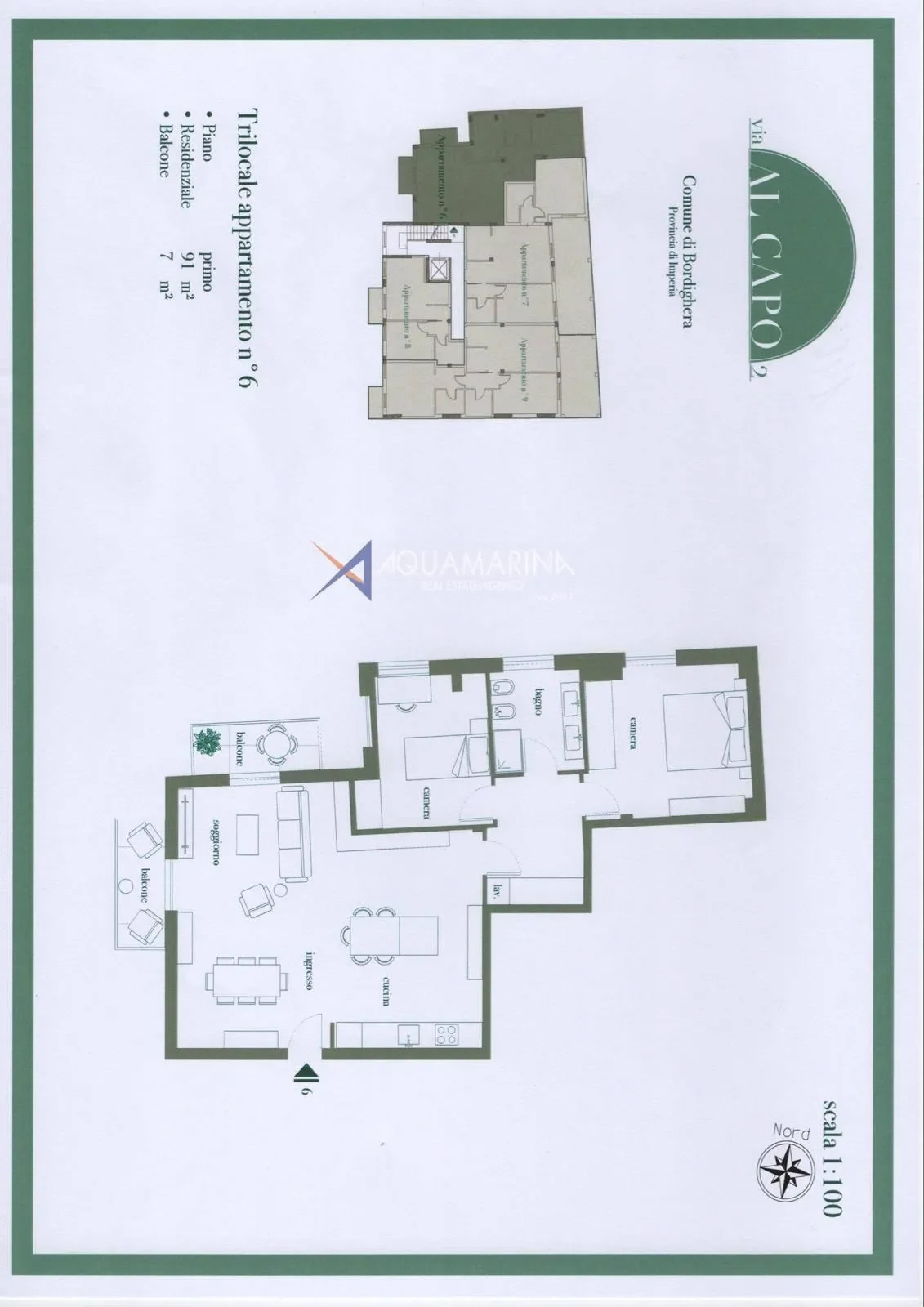 Bordighera, new three-room apartment