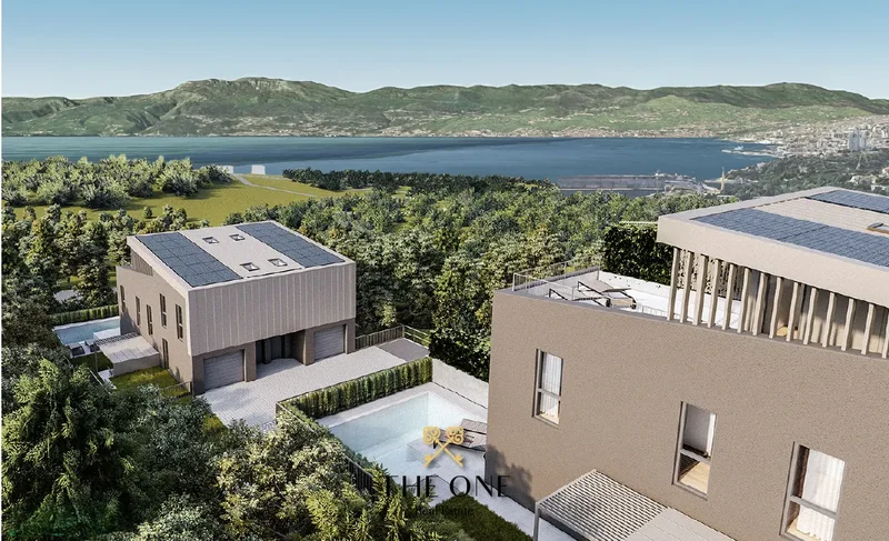 Modern villa with a rooftop terrace and sea view in Kostrena