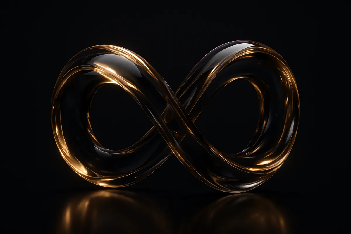An infinity loop ribbon sculpted in champagne glass