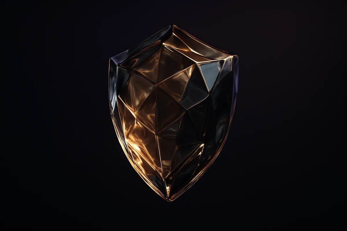 A faceted glass shield in champagne gold