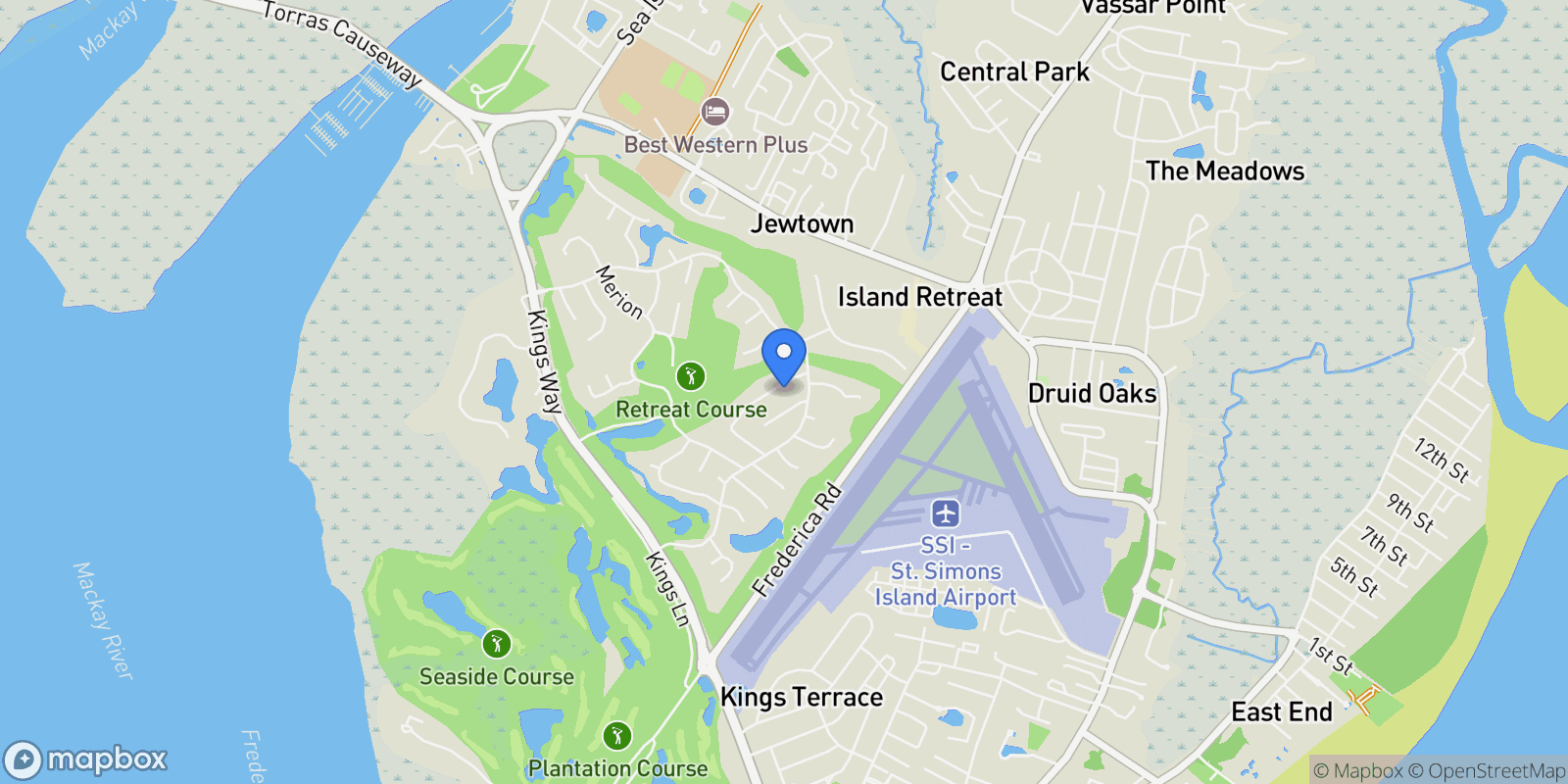 Map showing 105 Biltmore, St Simons Island, GA, 31522, USA, St. Simons, Georgia, United States.