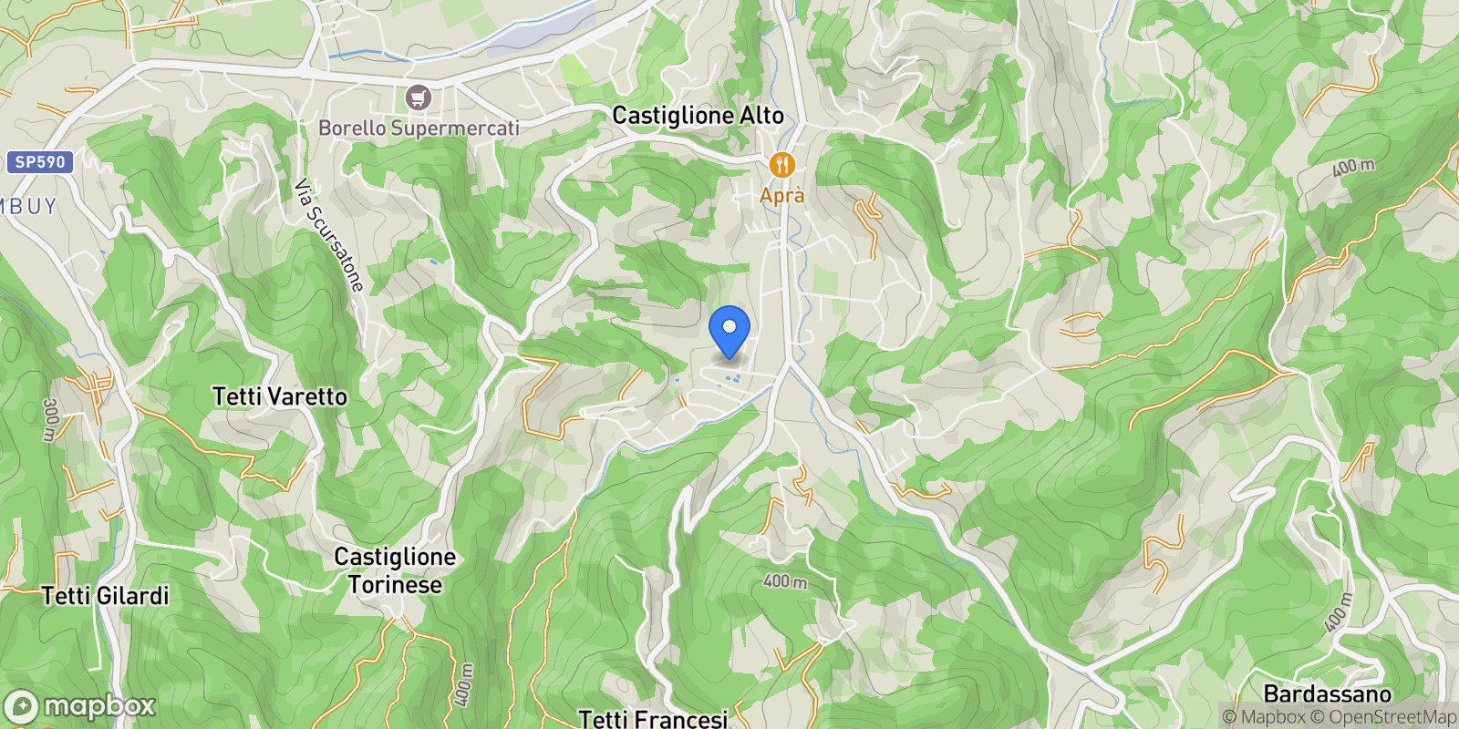 Map showing Strada Cordova 10, Castiglione Torinese, Piedmont, Italy.