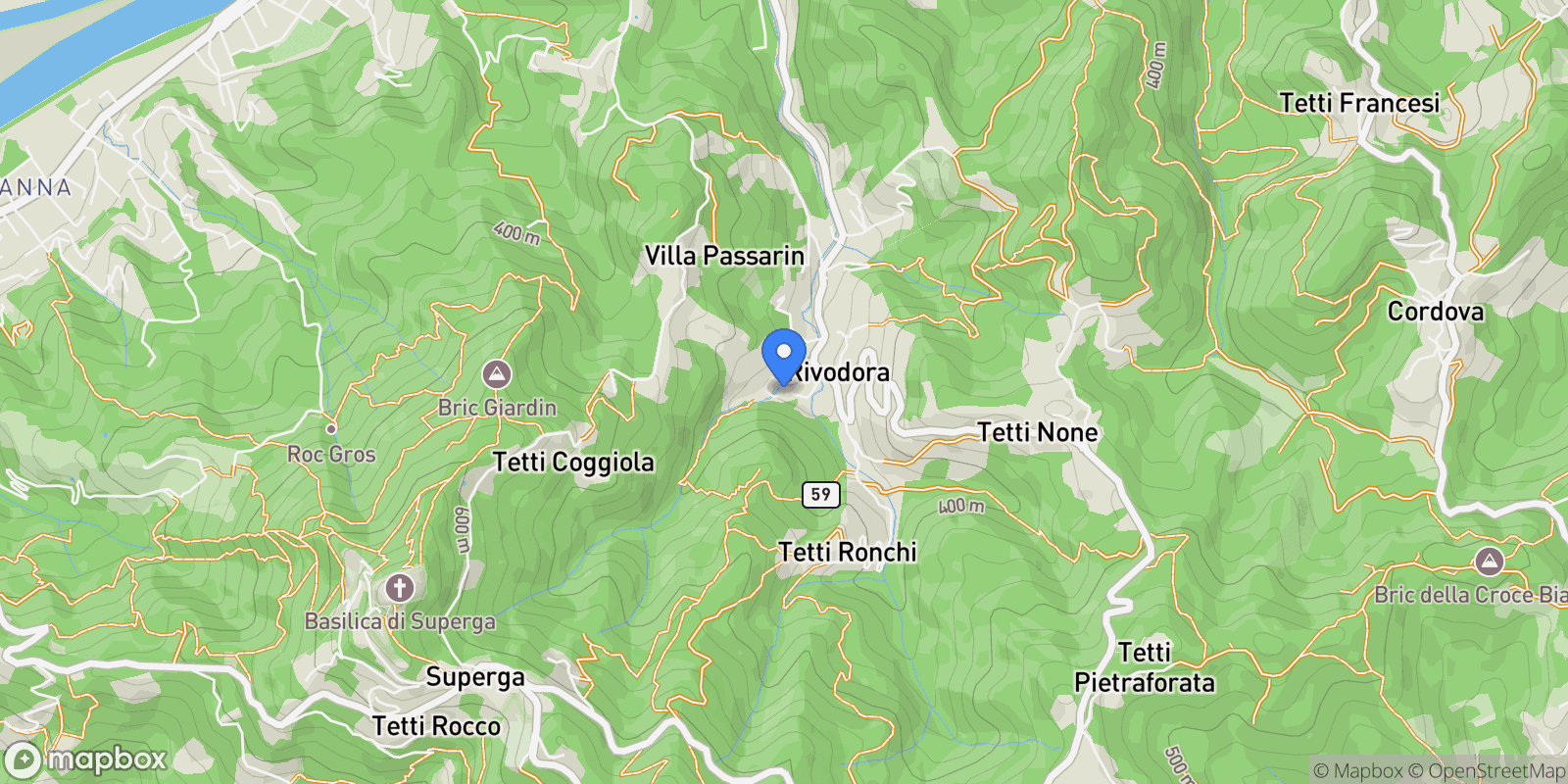 Map showing Via Torino 11, Rivodora, Piedmont, Italy.