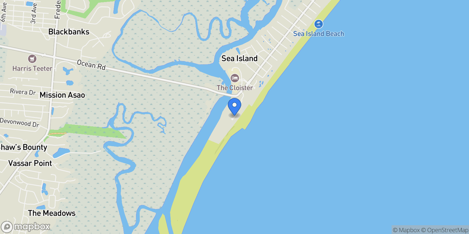 Map showing 10 Dune Ave, Sea Island, GA, 31561, USA, Sea Island, Georgia, United States.
