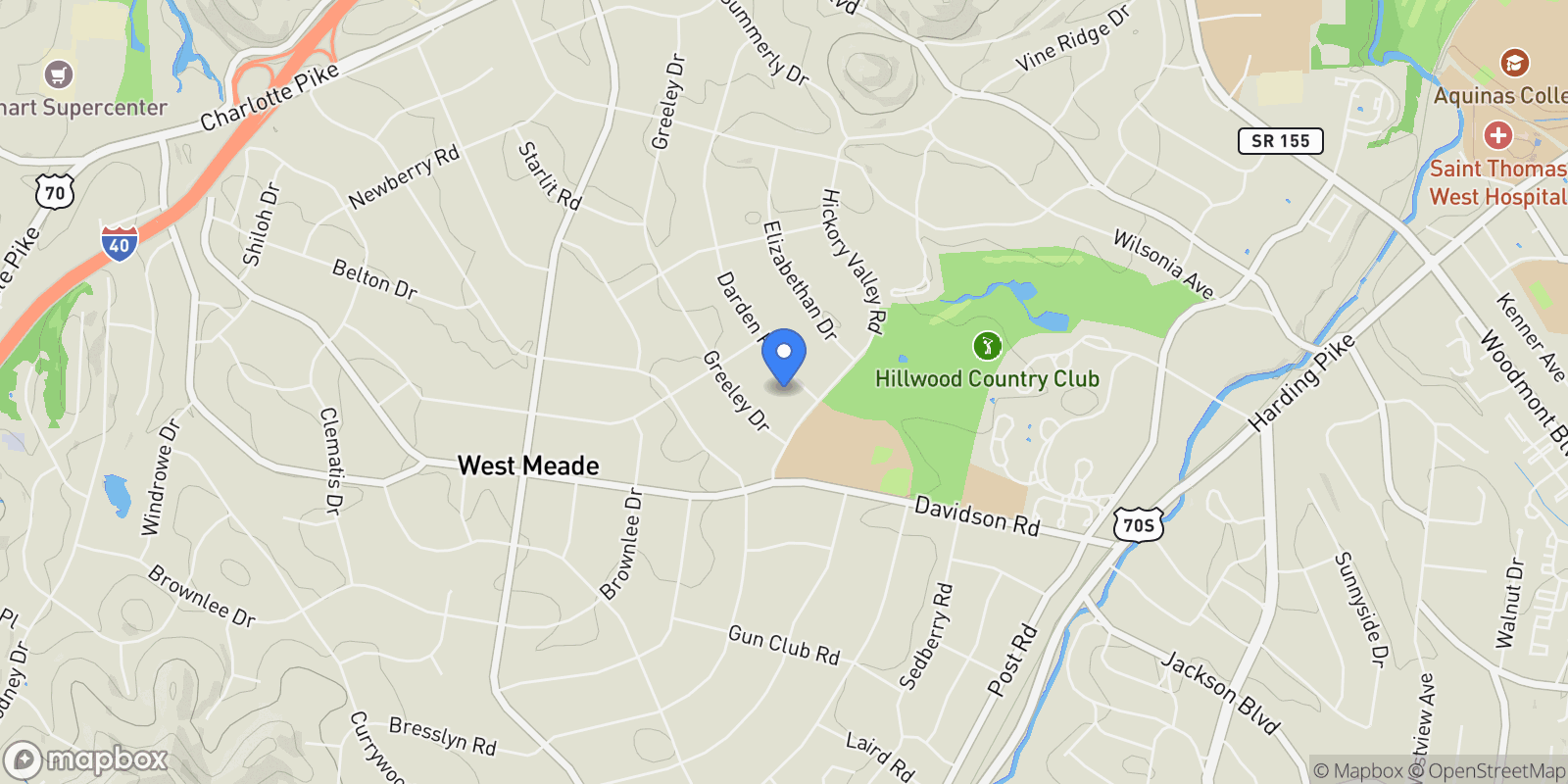 Map showing 705 Darden Pl, Nashville, Tennessee, United States.