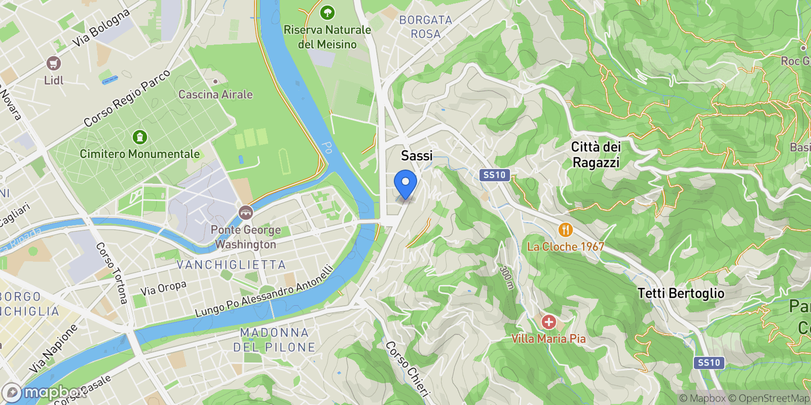Map showing corso casale 283, Turin, Piedmont, Italy.