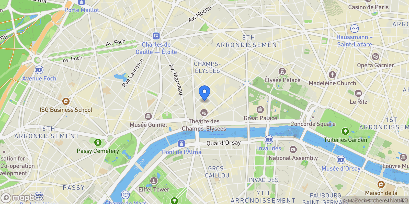 Map showing Triangle d’or, Paris, Île-de-France, France.