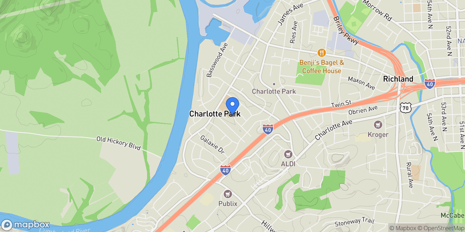 Map showing 517A Achievement Dr, Nashville, Tennessee, United States.