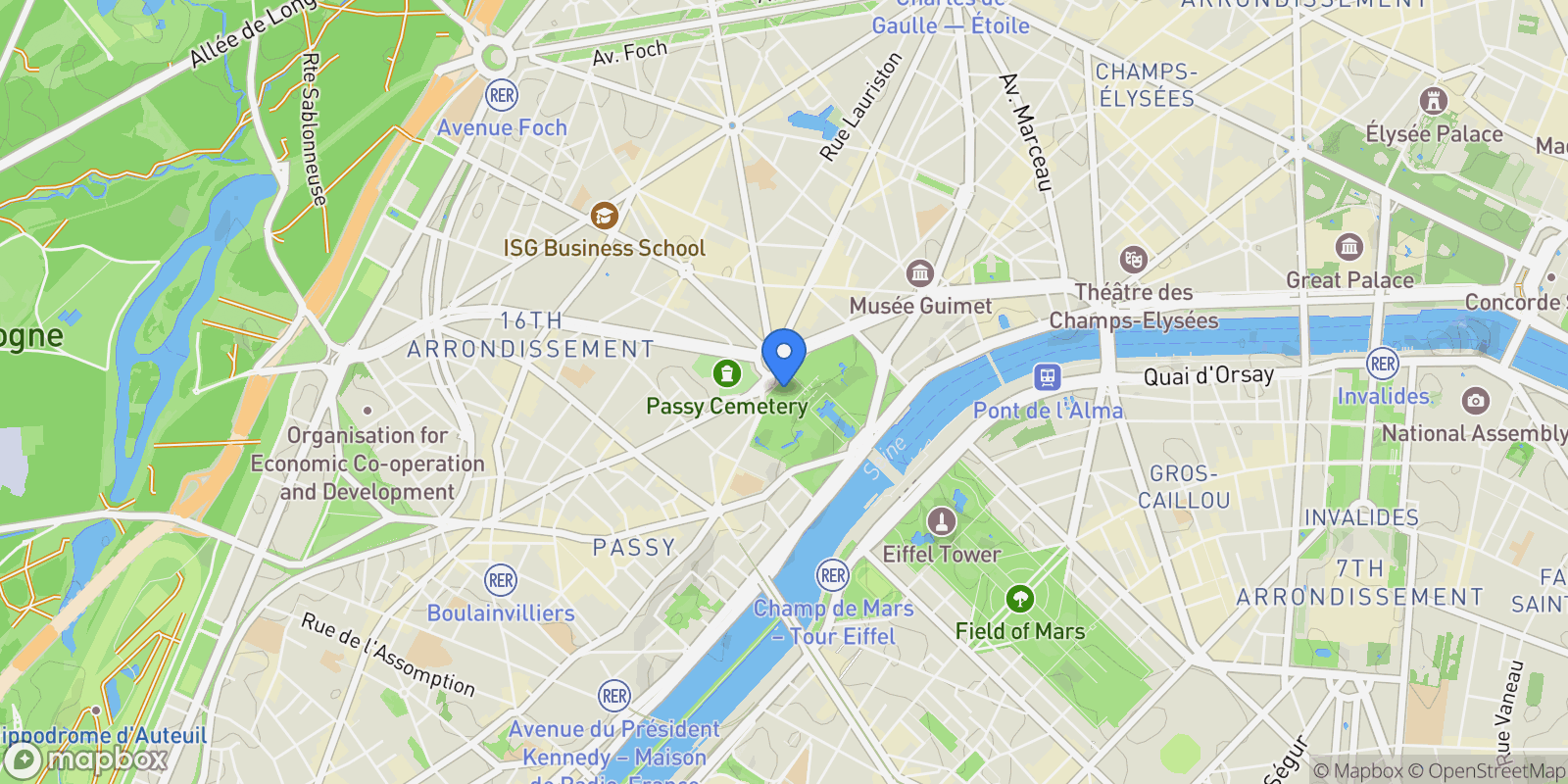 Map showing Paris 16 - Chaillot, Paris, Île-de-France, France.