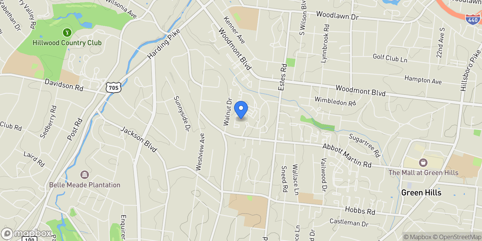 Map showing 143 Prospect Hill, Nashville, Tennessee, United States.