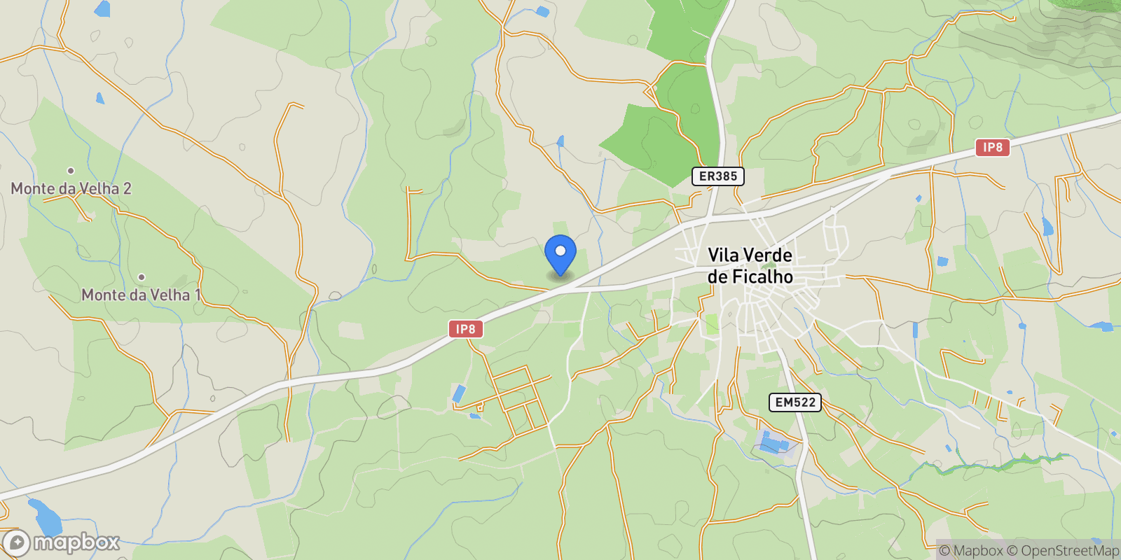 Map showing Vila Verde de Ficalho, Beja District, Portugal.