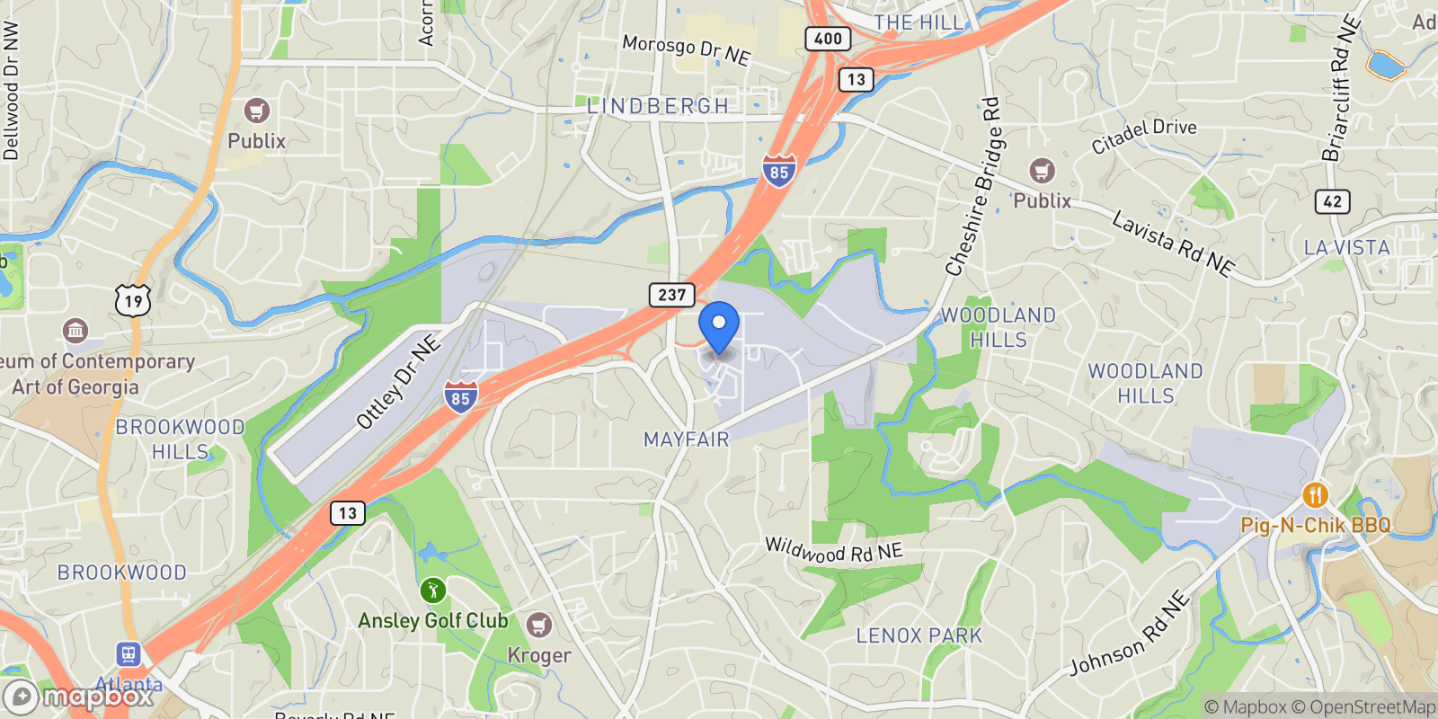 Map showing 590 Bismark Road NE, Atlanta, Georgia, United States.