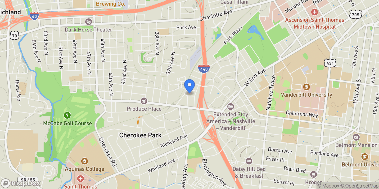 Map showing 3510A Hillsdale Ave, Nashville, Tennessee, United States.