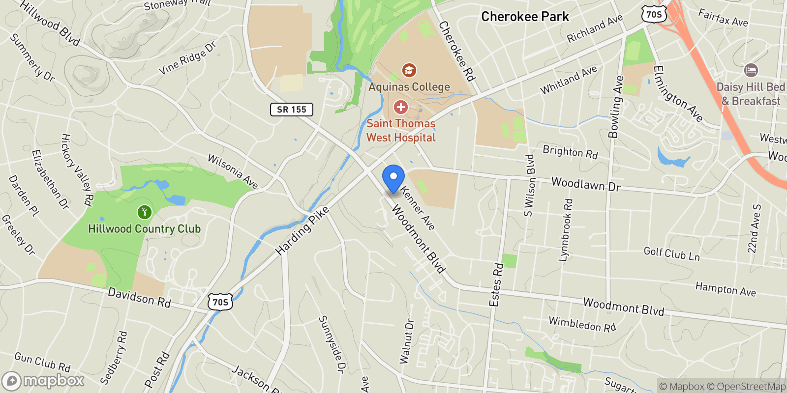 Map showing 120 Woodmont Blvd N401, Nashville, Tennessee, United States.