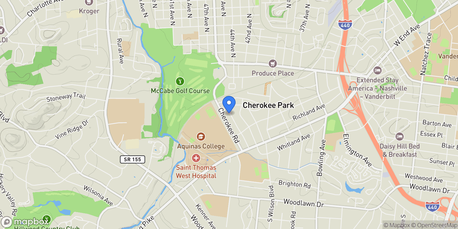 Map showing 229 Lauderdale Rd, Nashville, Tennessee, United States.