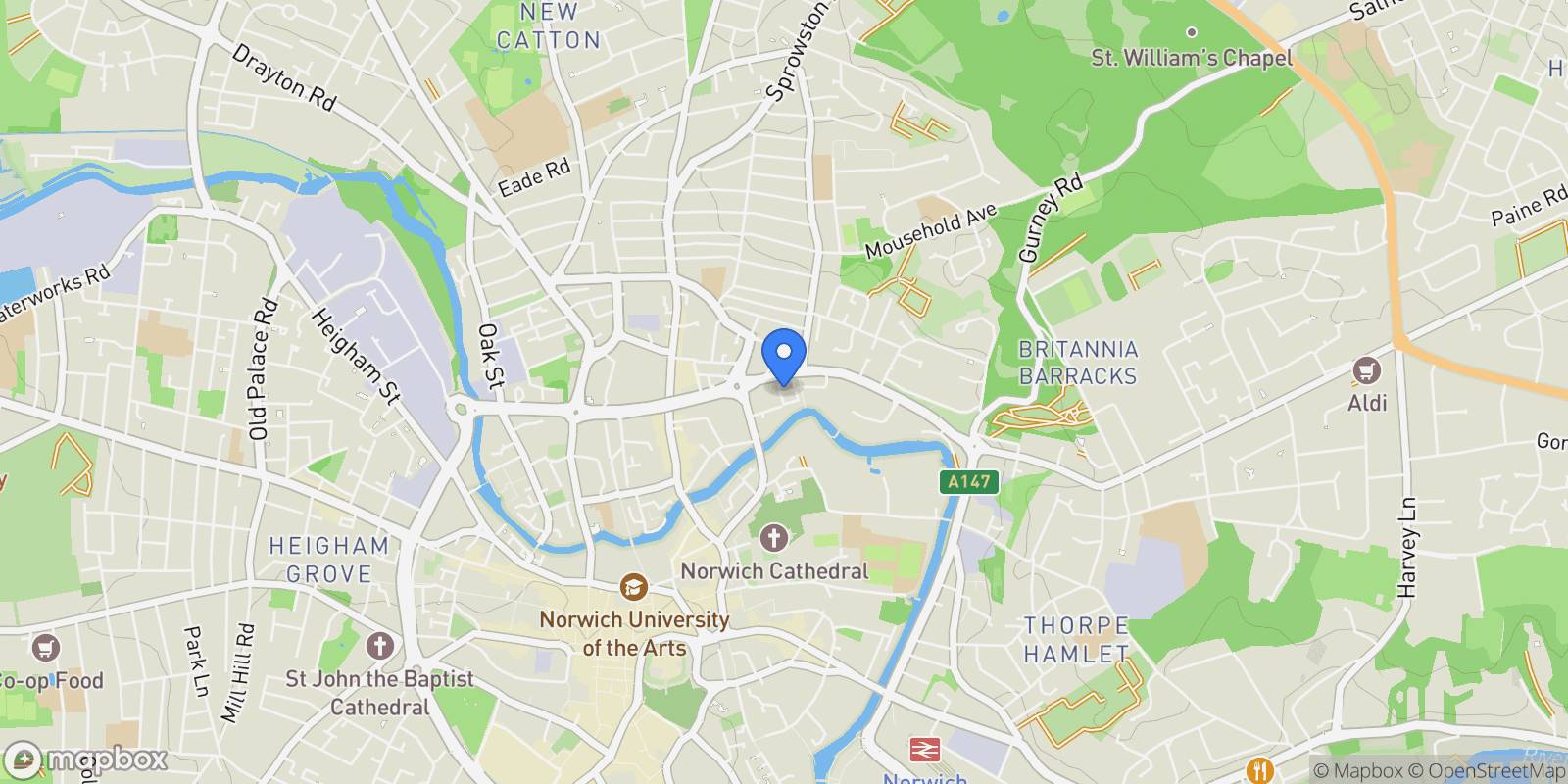 Map showing Printworks Drive, Norwich, Norfolk, Norwich, England, United Kingdom.