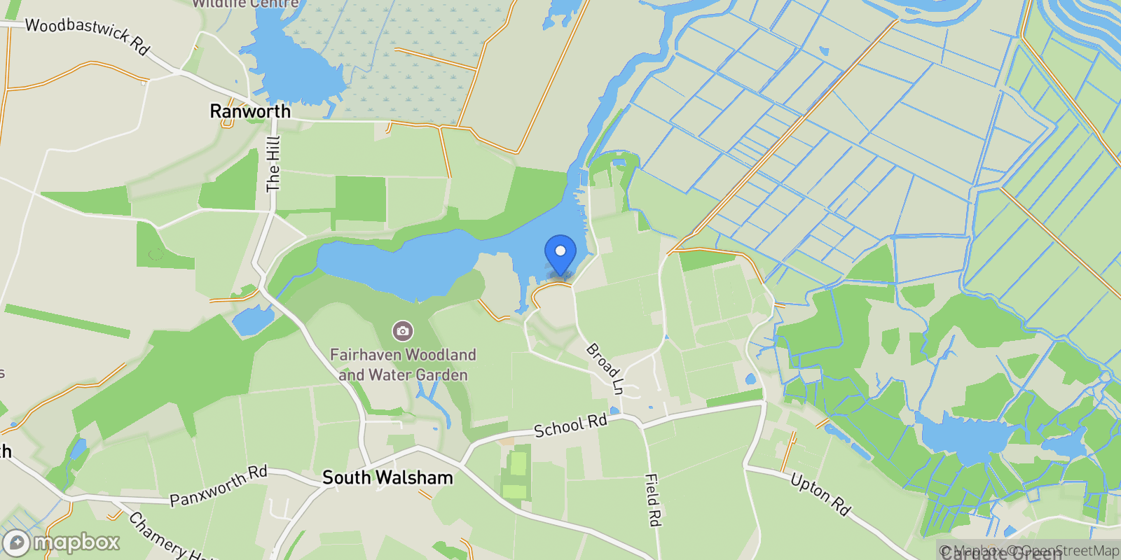 Map showing Kingfisher Lane, South Walsham, Norfolk, South Walsham, England, United Kingdom.