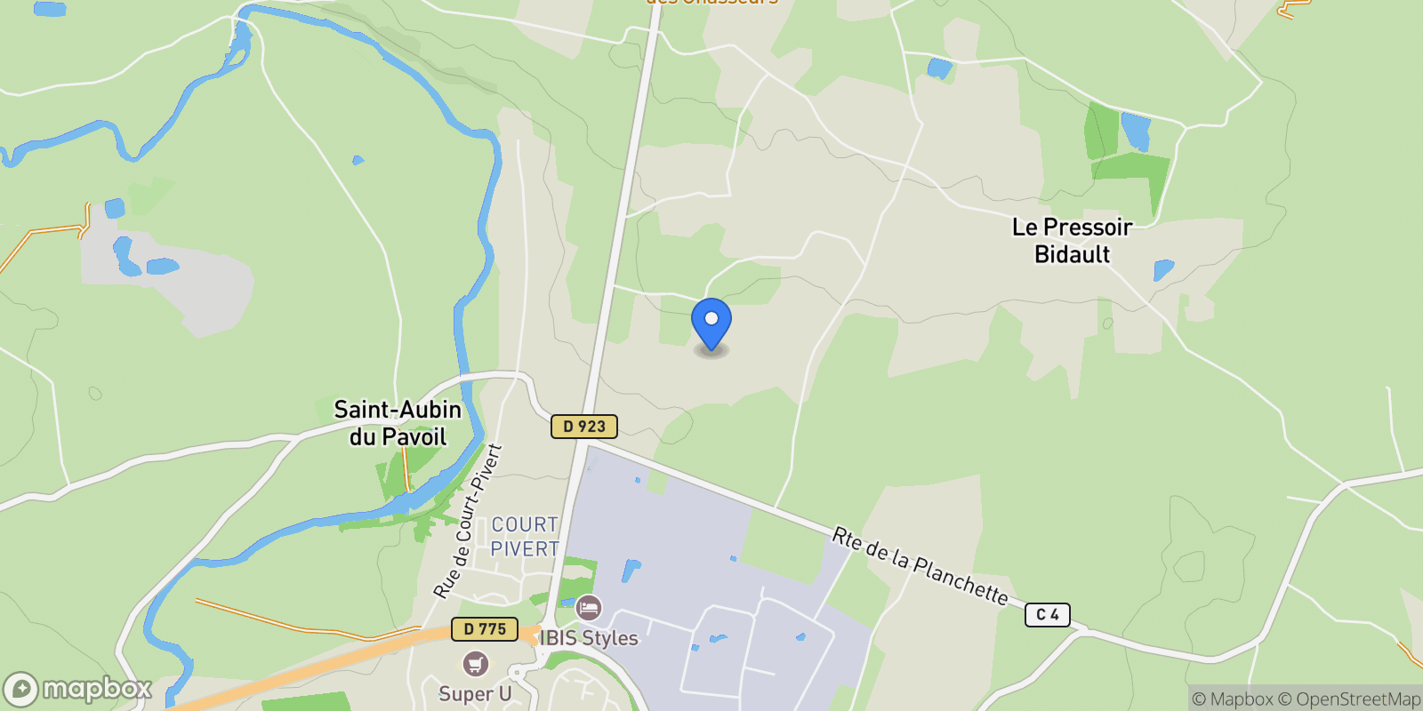 Map showing Segré-en-Anjou Bleu, Pays de la Loire, France.