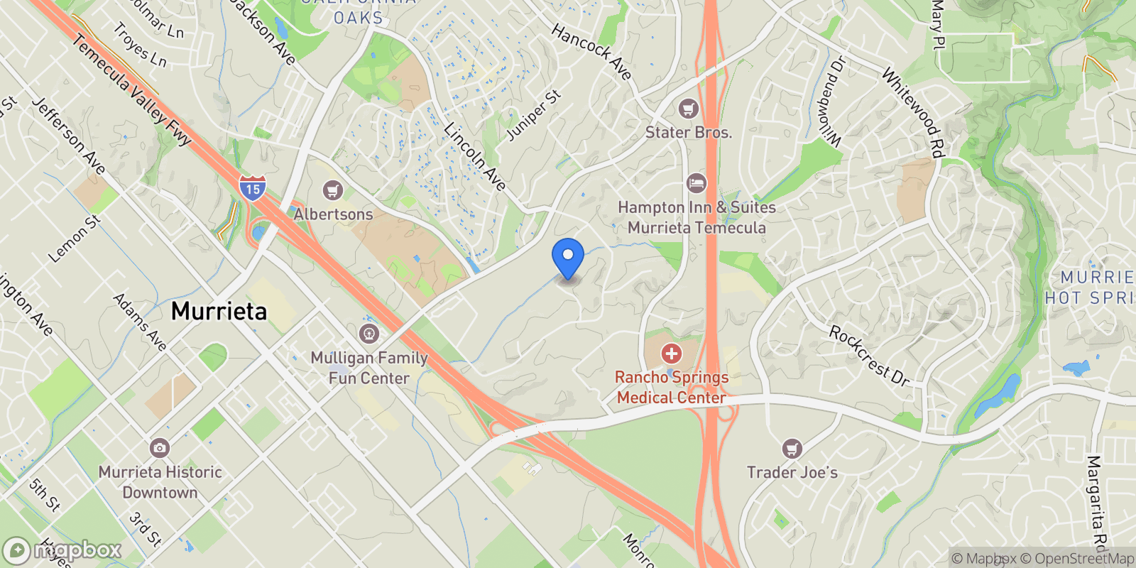 Map showing 25180 Catalina Street, Murrieta, California, United States.