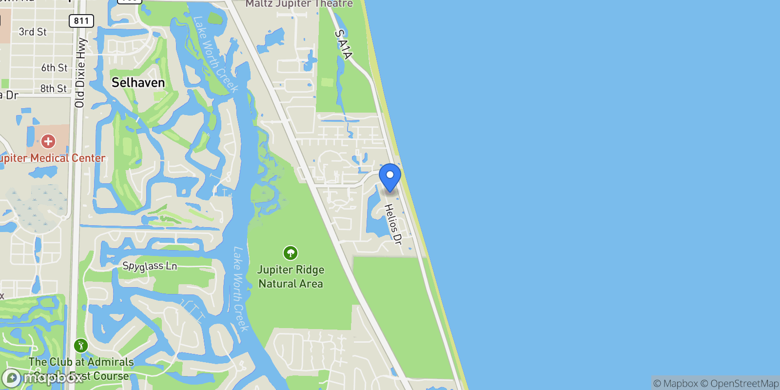 Map showing 230 Ocean Grande Boulevard 501, Jupiter, Florida, United States.