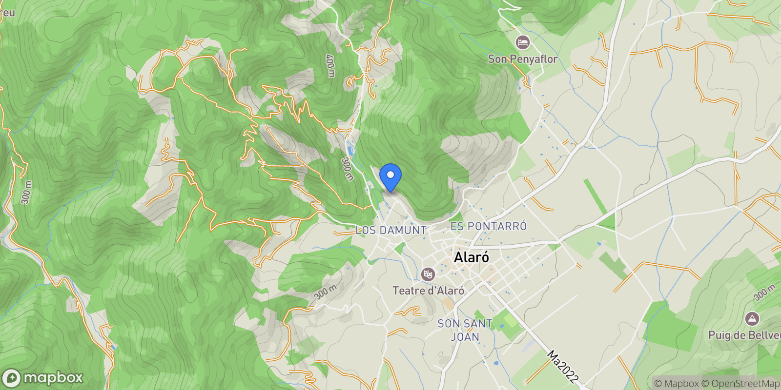 Map showing Carrer del Pouador, 07340 Alaró, Illes Balears, Spain, Alaro, Balearic Islands, Spain.