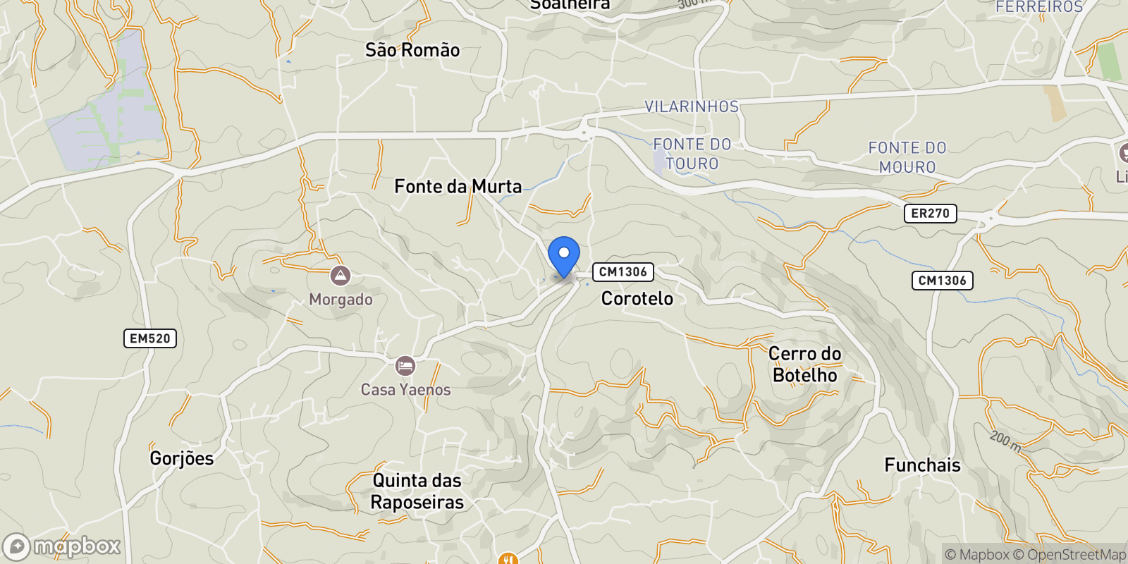Map showing Sao Bras de Alportel, Algarve, Portugal.