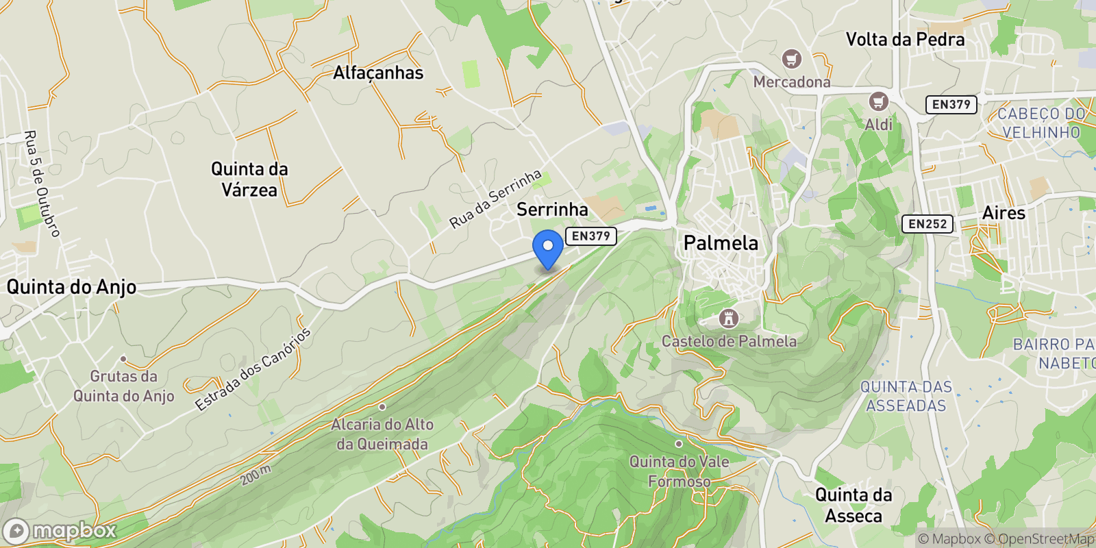 Map showing Palmela, Setubal, Portugal.