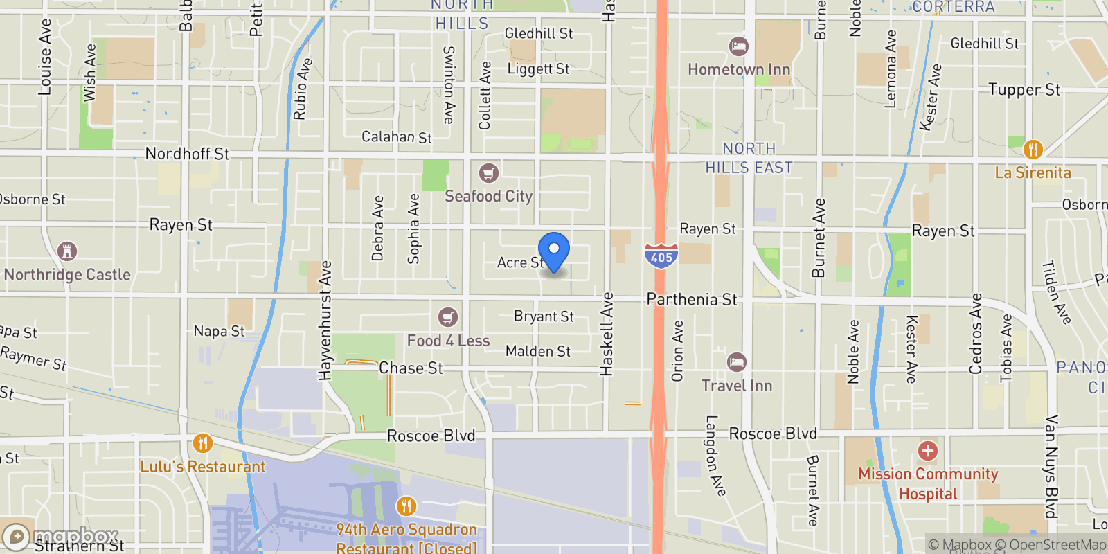 Map showing 15937 Londelius Street, Los Angeles, California, United States.