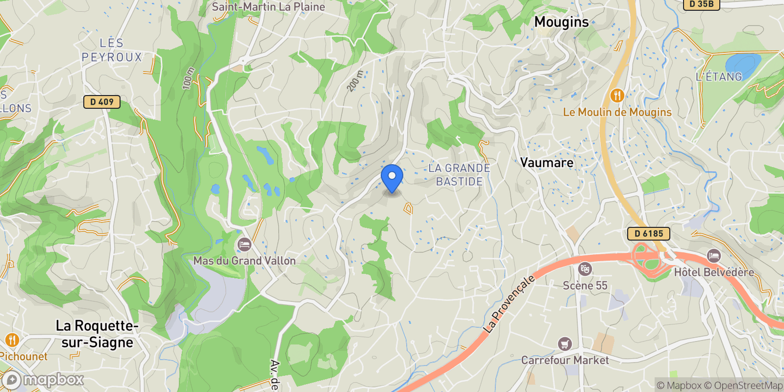 Map showing Mougins, Provence-Alpes-Côte d'Azur, France.