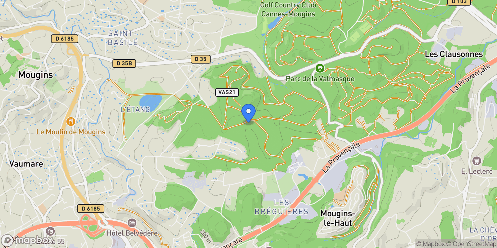 Map showing Mougins, Provence-Alpes-Côte d'Azur, France.