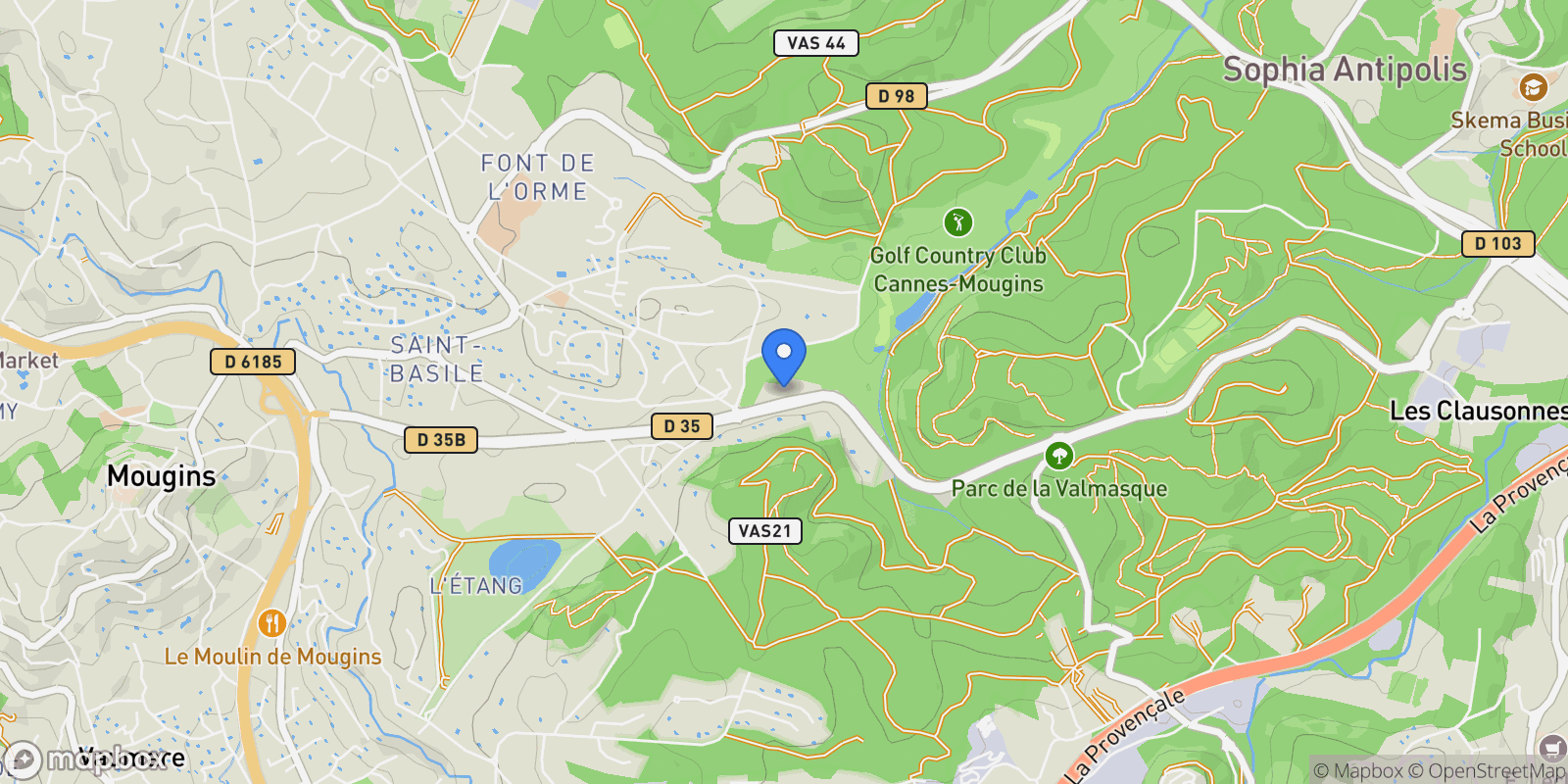 Map showing Mougins, Provence-Alpes-Côte d'Azur, France.