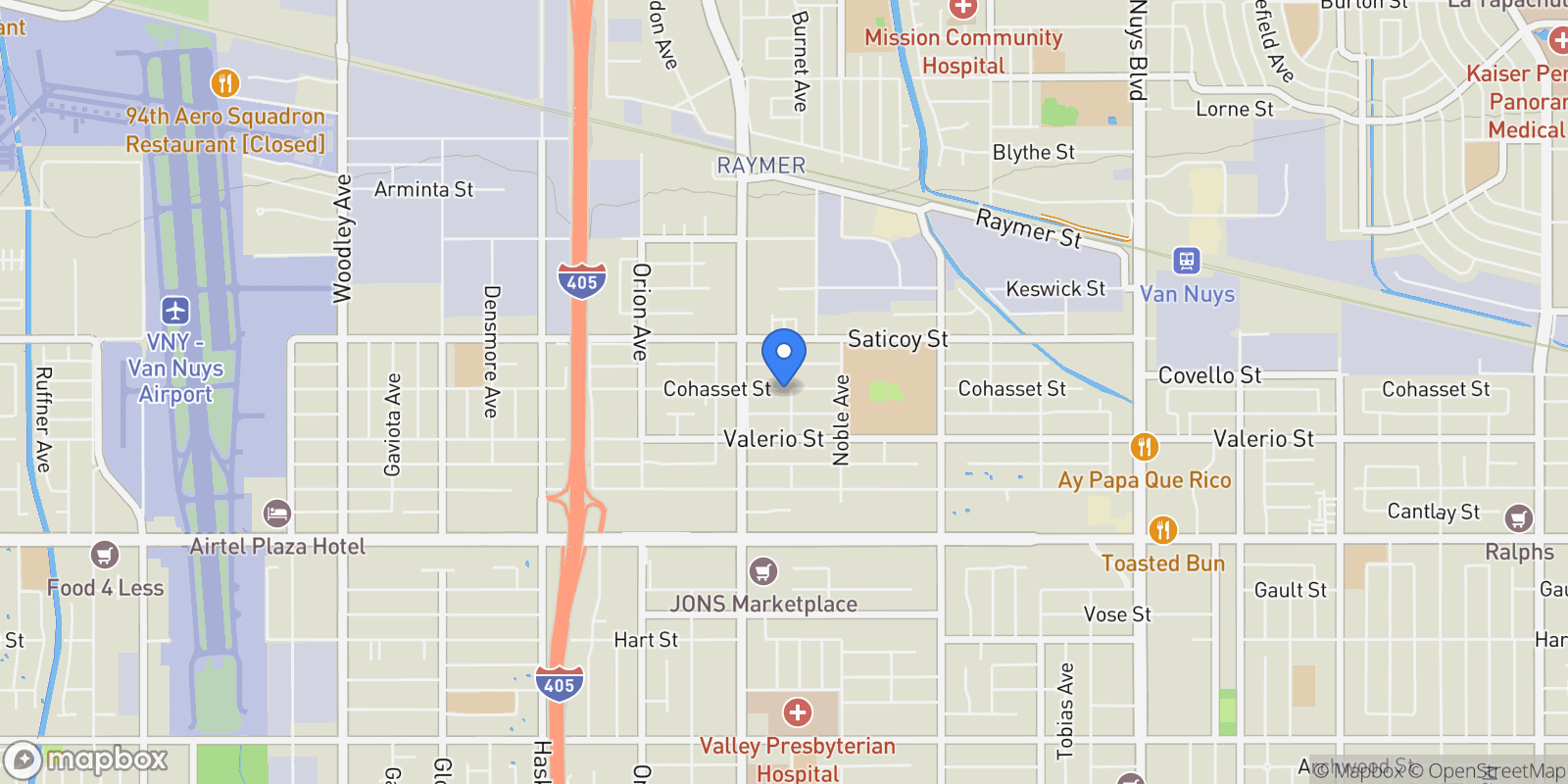 Map showing 15210 Cohasset Street, Los Angeles, California, United States.