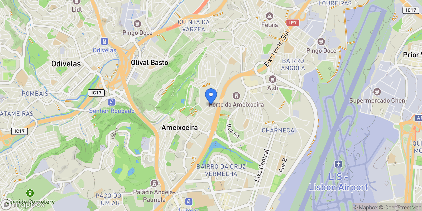 Map showing Santa Clara, Lisbon, Portugal.