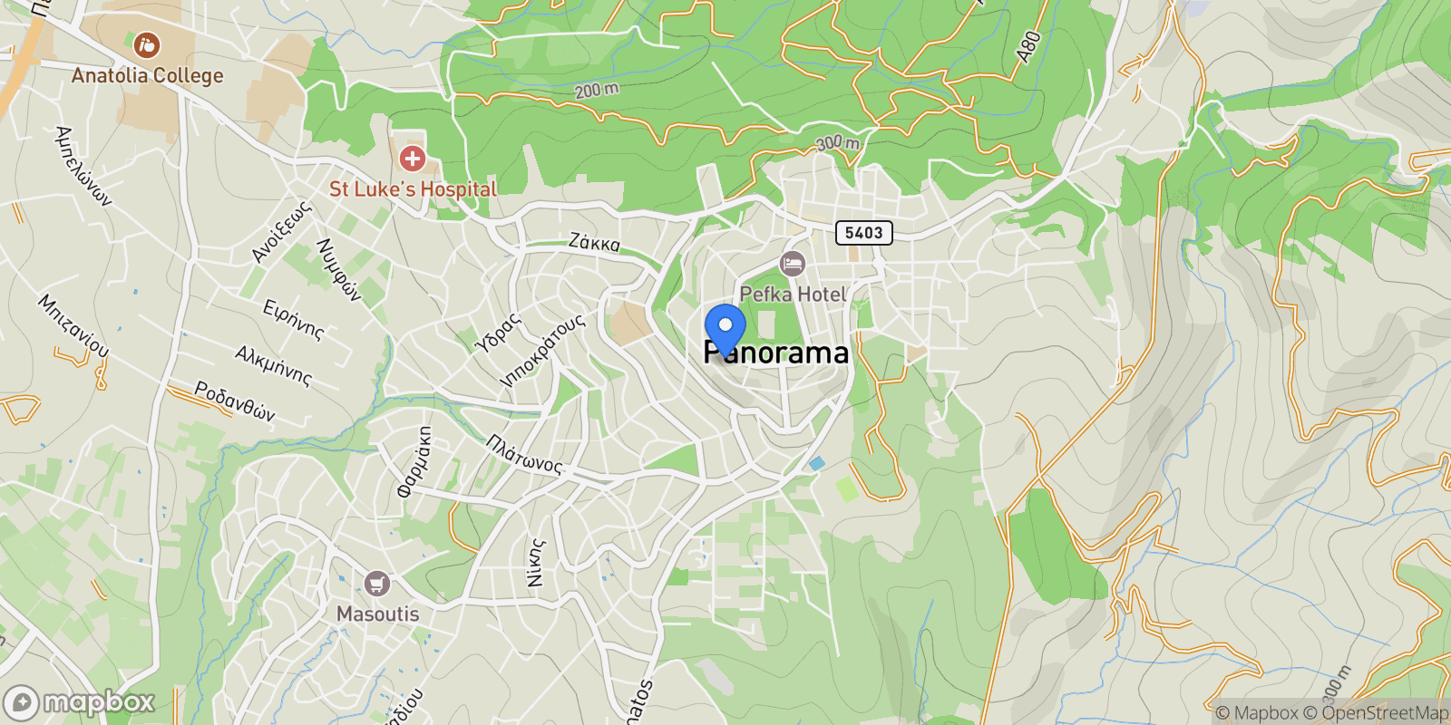 Map showing Panorama, Macedonia and Thrace, Greece.