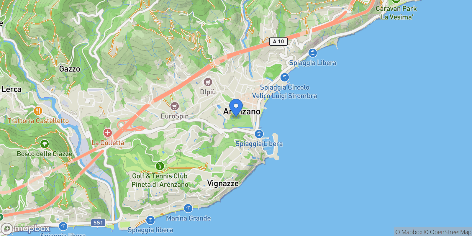 Map showing via della torretta 13, Arenzano, Liguria, Italy.