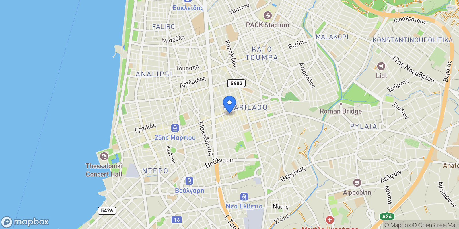 Map showing 5th District of Thessaloniki, Thessaloniki, Greece.