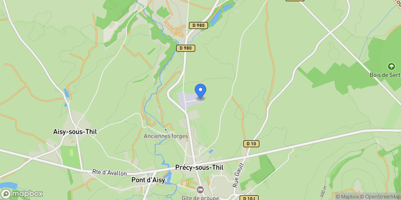 Map showing Précy-sous-Thil, Bourgogne-Franche-Comté, France.