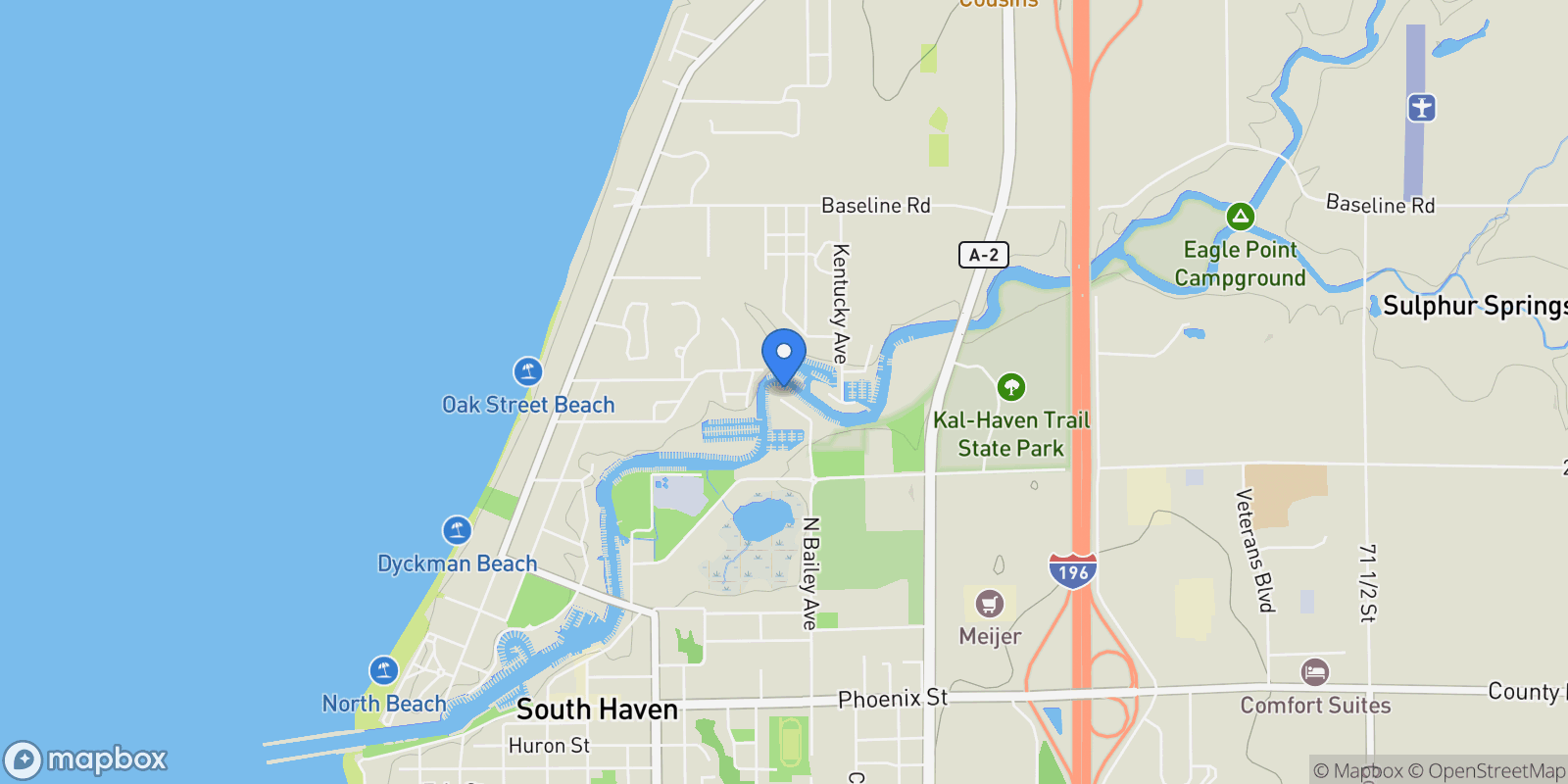 Map showing 1 N Bailey Avenue , #5, South Haven, MI 49090, South Haven, Michigan, United States.