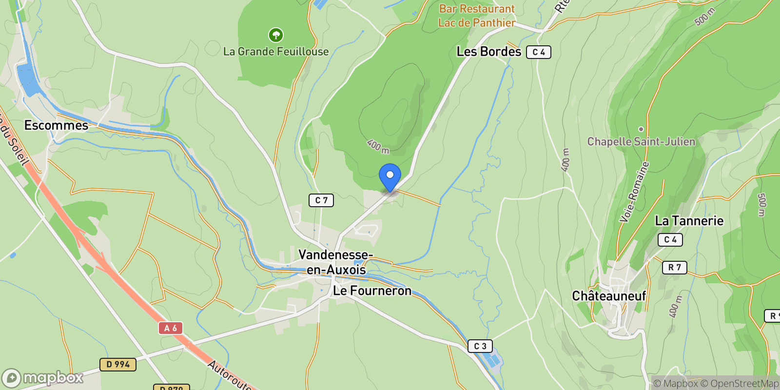 Map showing Vandenesse-en-Auxois, Bourgogne-Franche-Comté, France.