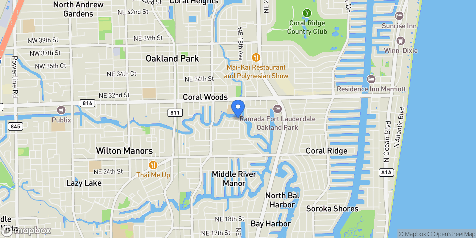 Map showing 1809 Coral Gardens Dr, Fort Lauderdale, Florida, United States.