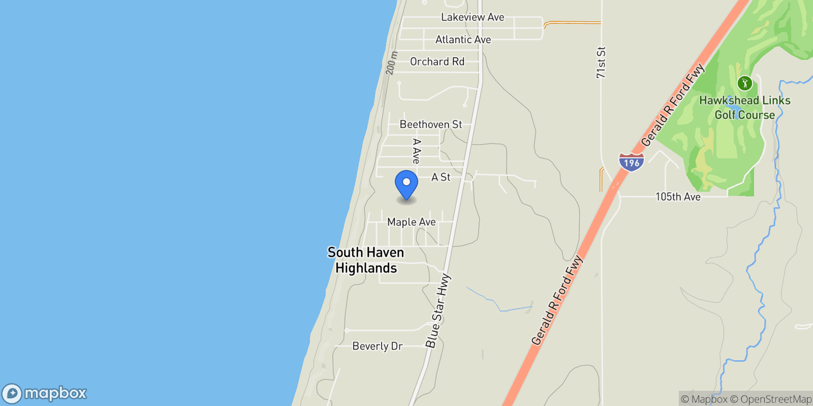 Map showing 500 Blue Star Highway , 21 Acres, South Haven, MI 49090, South Haven, Michigan, United States.