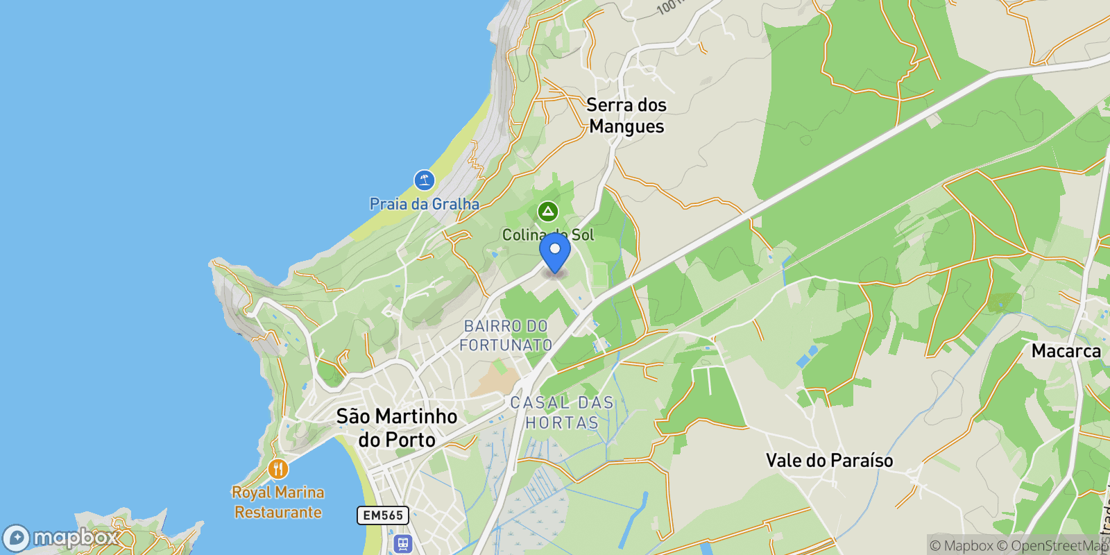 Map showing Sao Martinho do Porto, Leiria, Sao Martinho do Porto, Leiria District, Portugal.