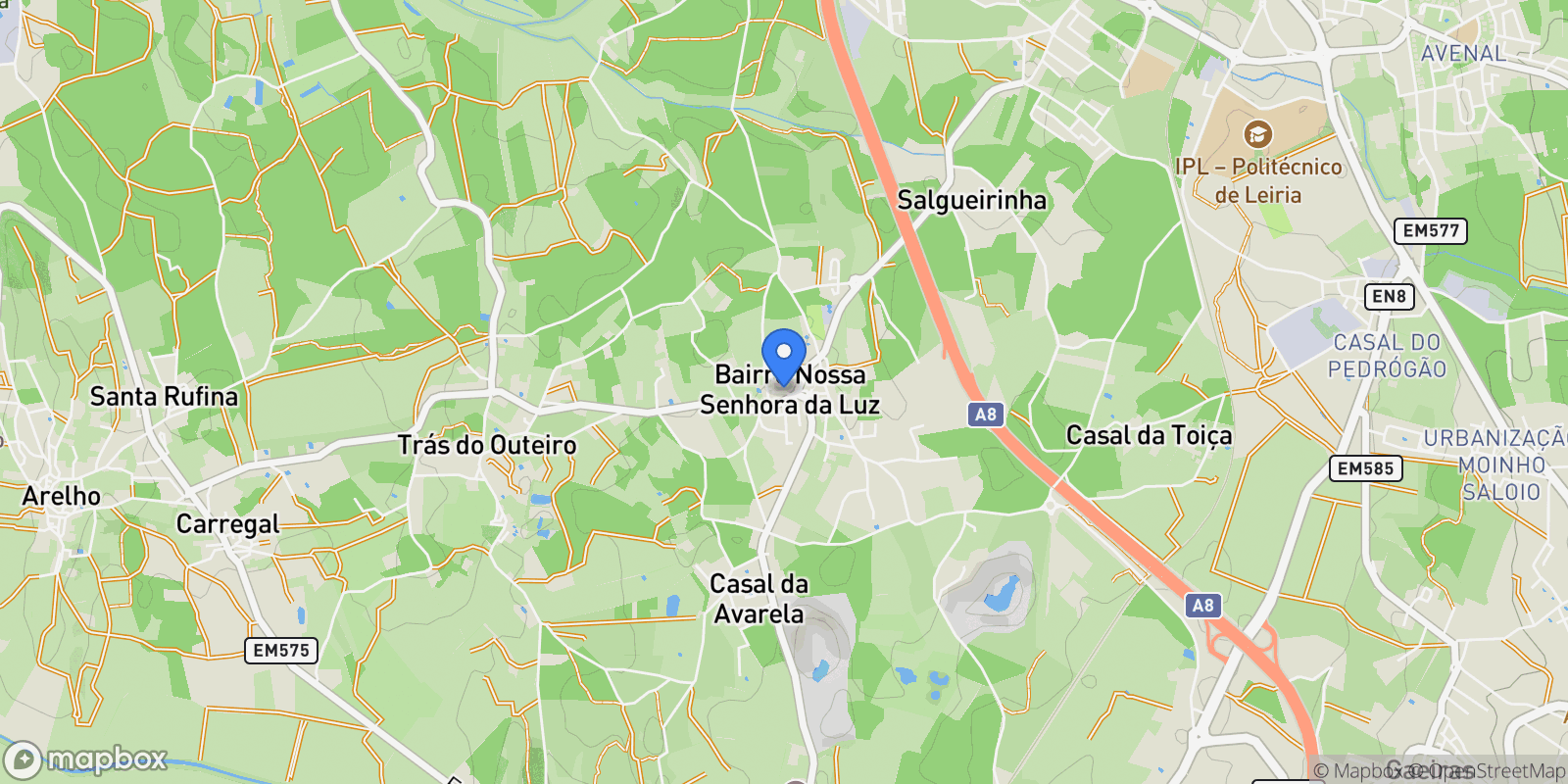 Map showing Santa Maria, São Pedro e Sobral da Lagoa, Leiria, Santa Maria, Sao Pedro e Sobral da Lagoa, Leiria District, Portugal.