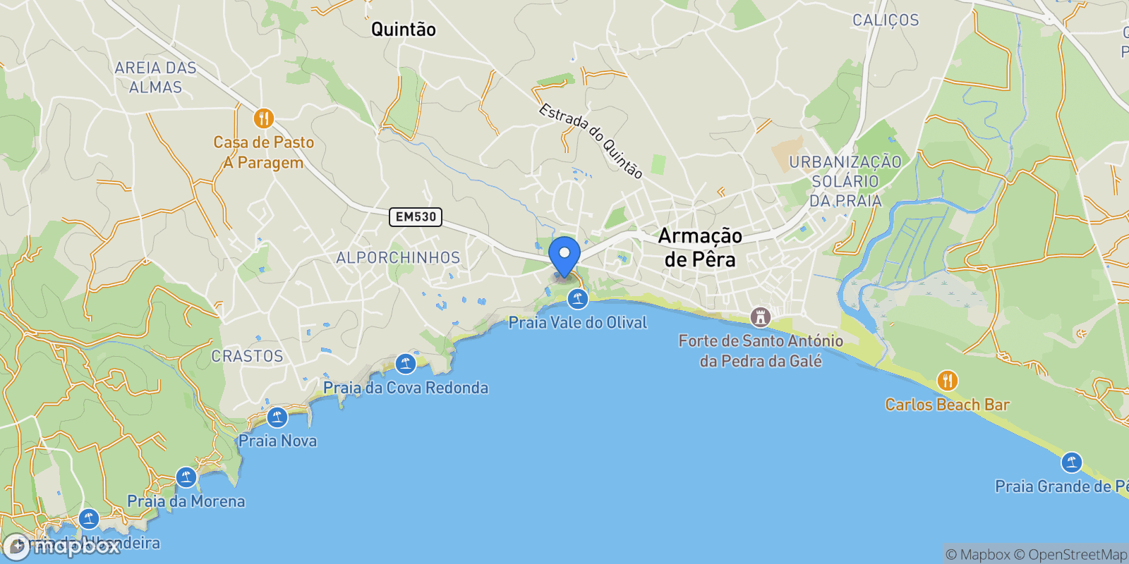 Map showing Porches, Algarve, Portugal.