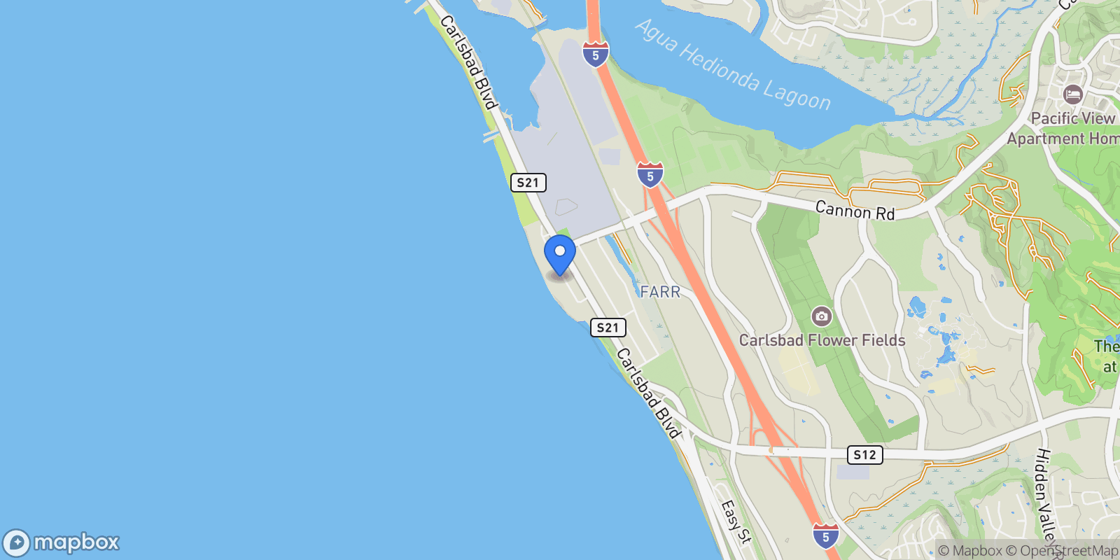 Map showing 5143 Shore Drive, Carlsbad, California, United States.