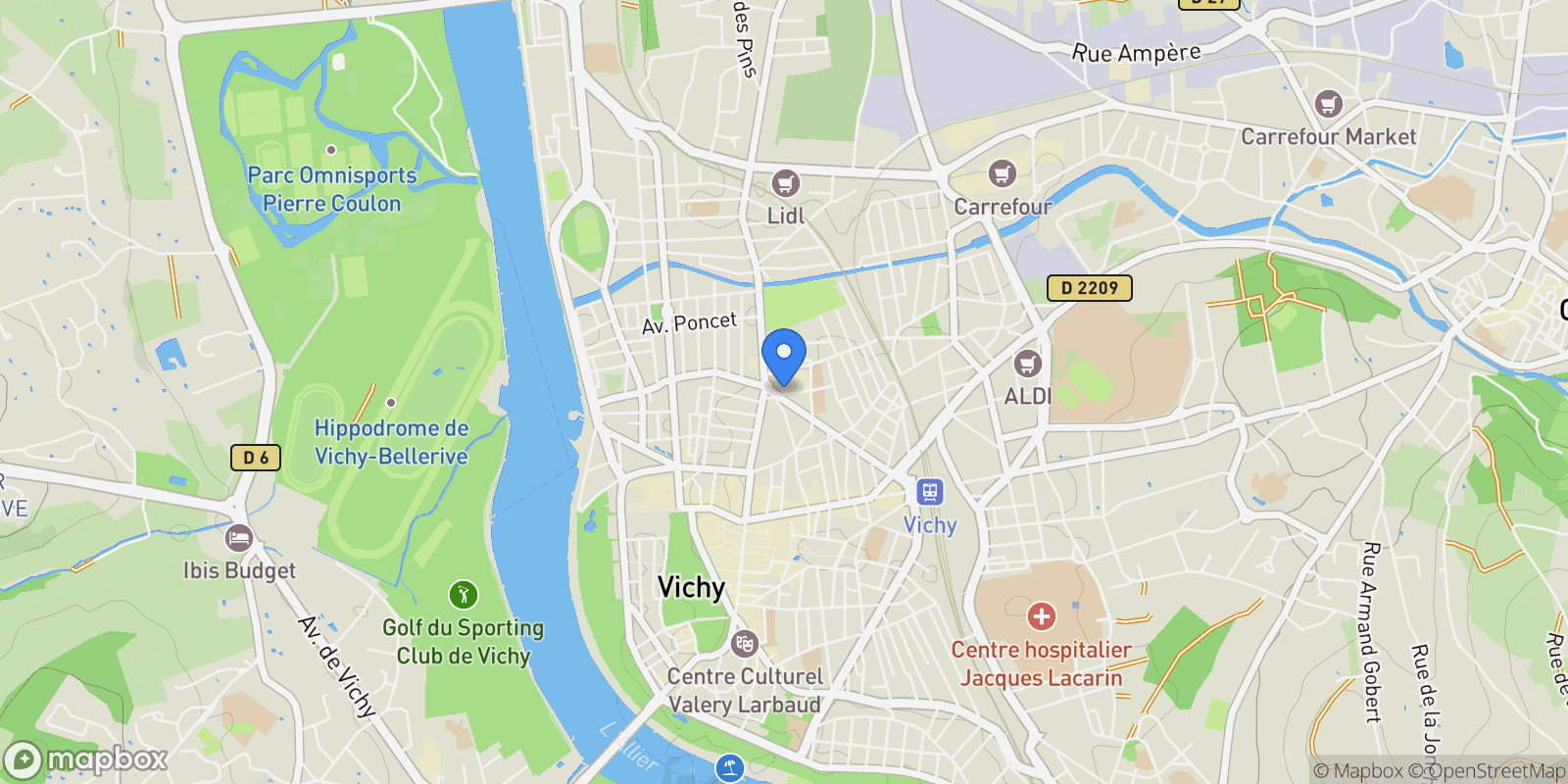 Map showing Pavillon Sévigné, Vichy, Auvergne-Rhône-Alpes, France.