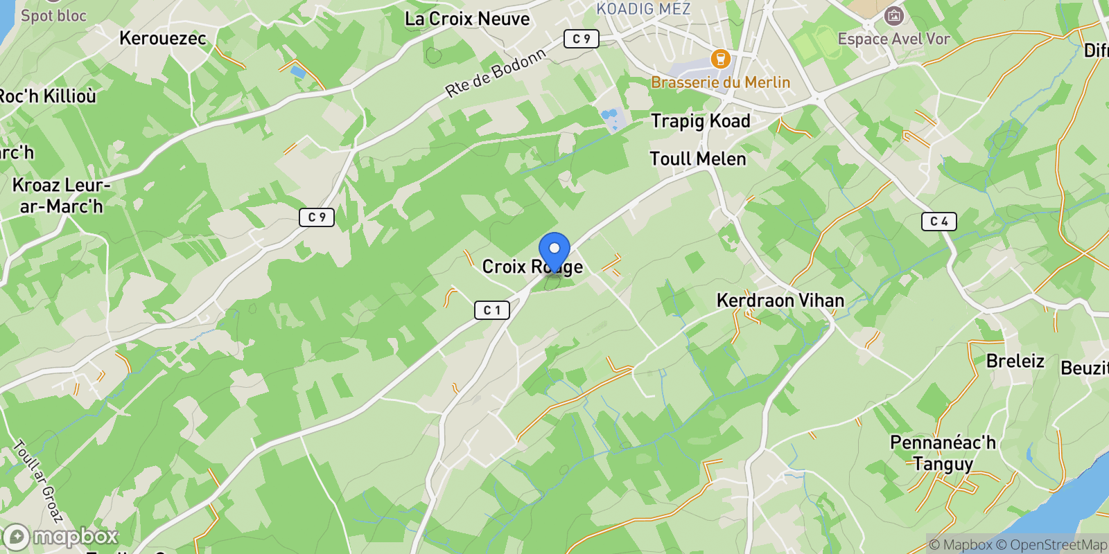 Map showing Plougastel-Daoulas, Brittany, France.
